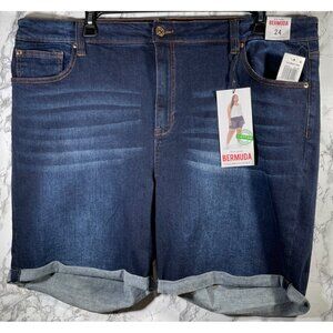 Celebrity Pink Womens Mid-Rise Bermuda Shorts Size 24 dark wash Denim